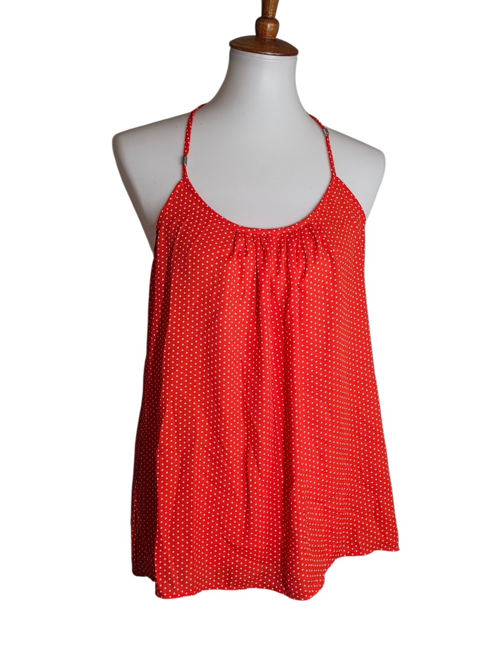 New York & Company Red Polka Dot Tank Top
